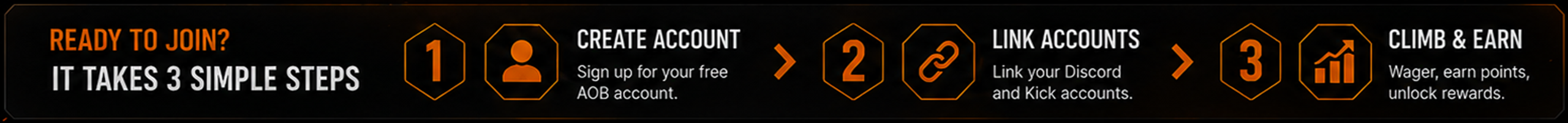 Ready to join? Create account, link accounts, then climb and earn.